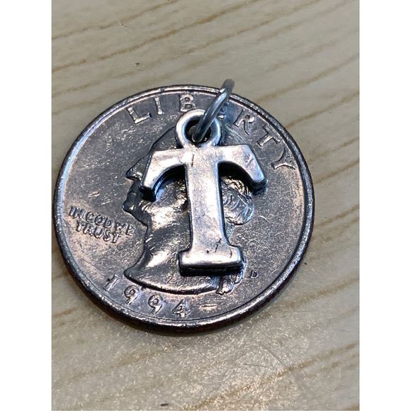 .925 Letter T Sterling Silver Jewelry Charm #alphabet #teacher - Picture 3 of 3